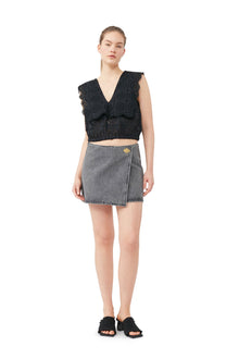 Washed Wrap Mini Skirt | Sharkskin