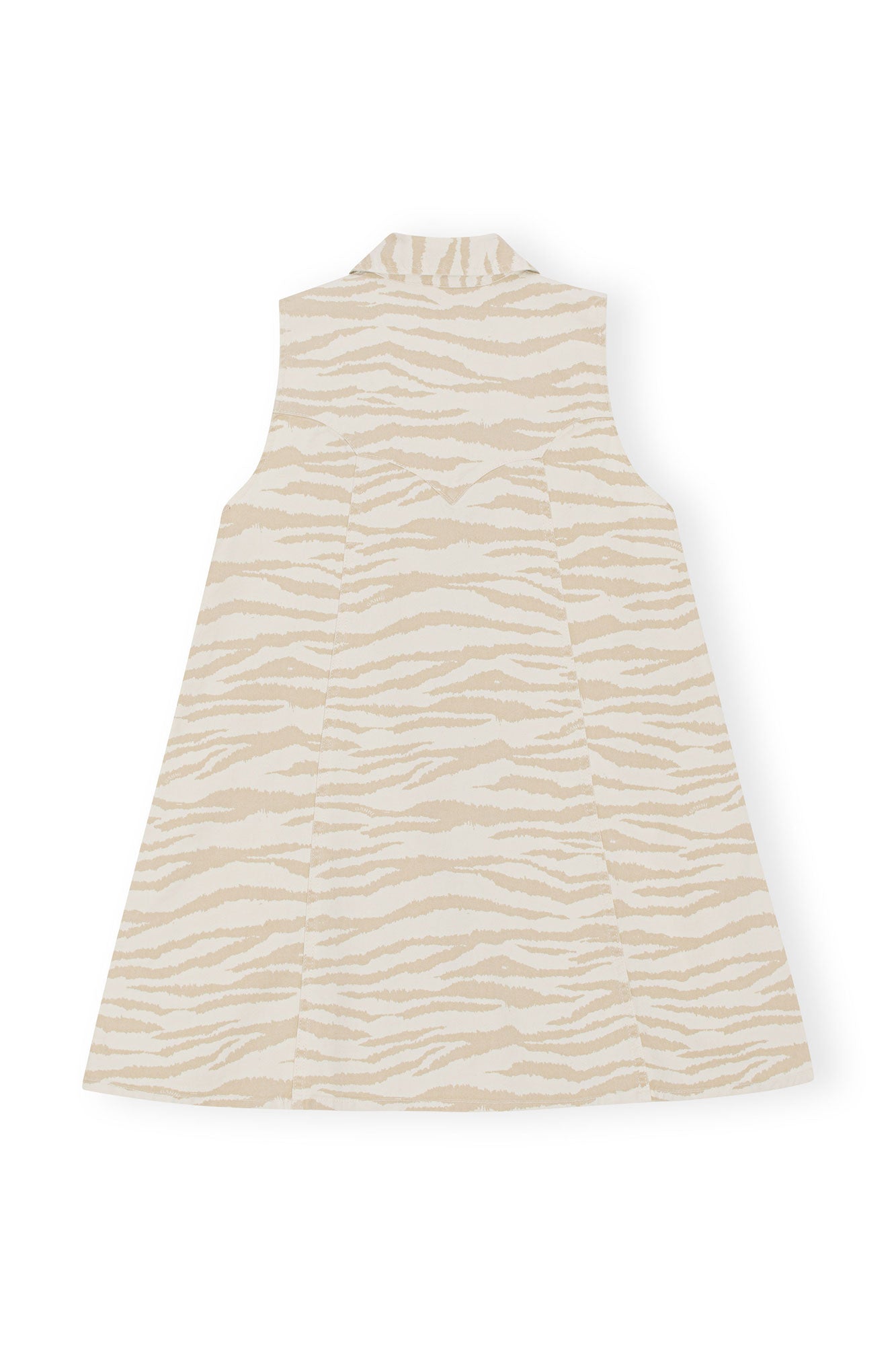 Printed Denim Mini Dress | Pale Khaki