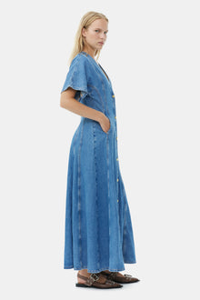 CIRCULOSE Future Denim Maxi Dress | Mid Blue Stone