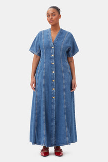 CIRCULOSE Future Denim Maxi Dress | Mid Blue Stone