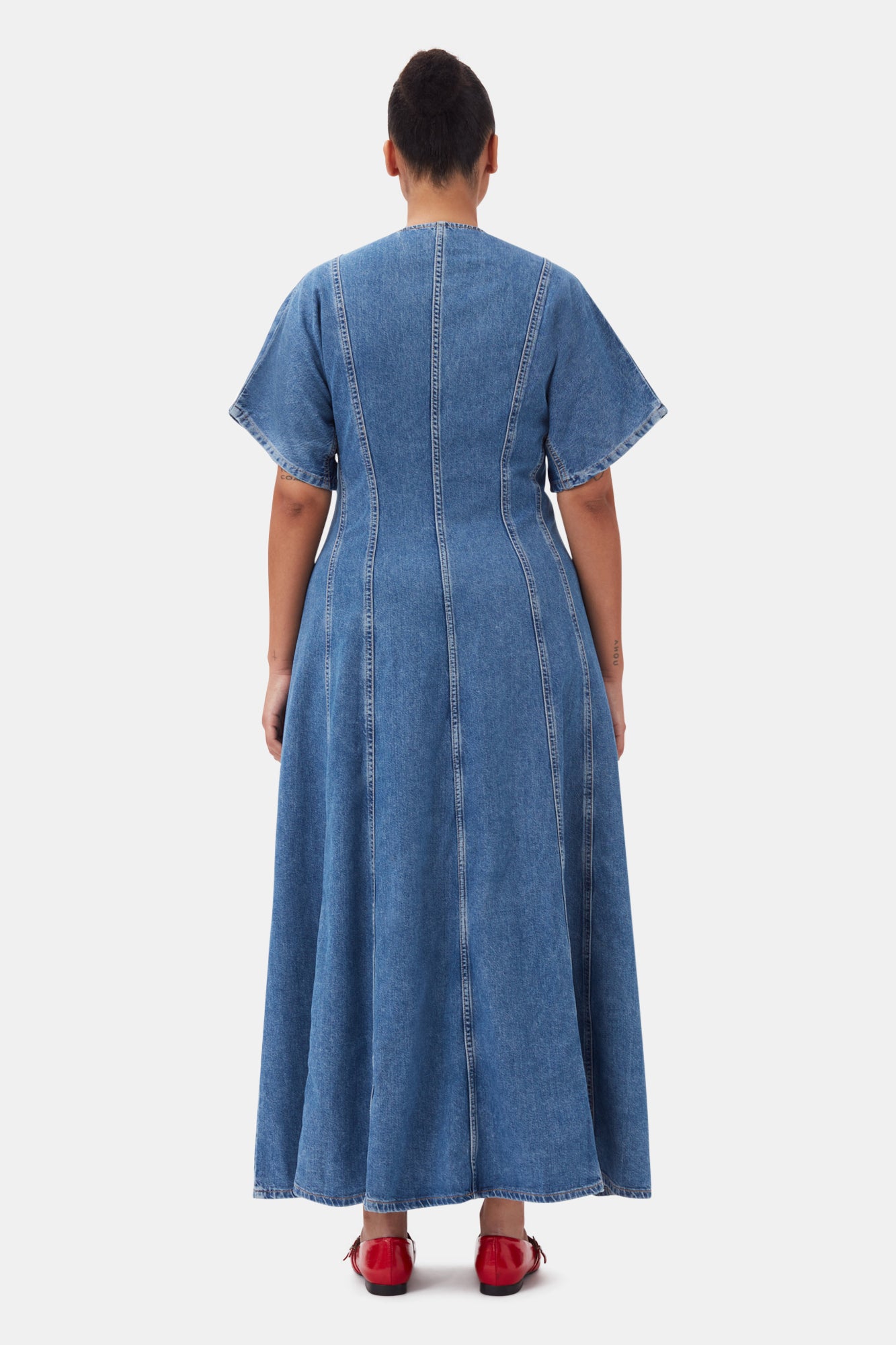 CIRCULOSE Future Denim Maxi Dress | Mid Blue Stone
