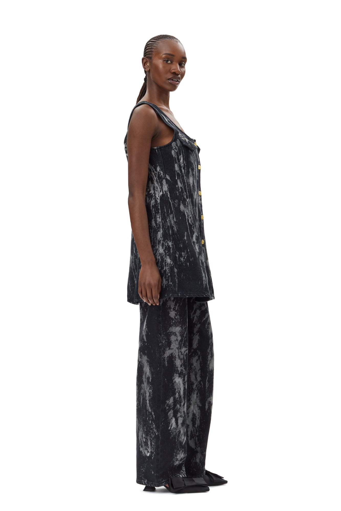 Heavy Denim Mini Dress | Washed Black/Black