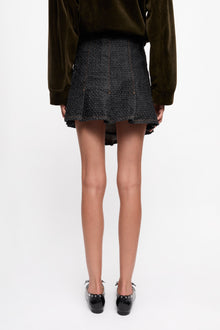 Fluffy Denim Wrap Mini Skirt | Black