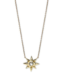 Jac+Jo Icon Vintage Star Necklace | Clear Topaz | 14K Yellow Gold