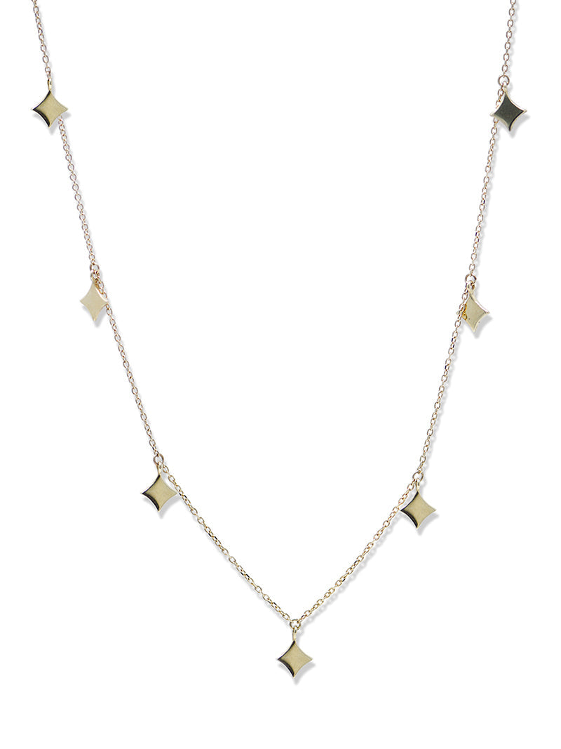 Jac+Jo Gold Gothic Charm Station Necklace | 14K Yellow Gold