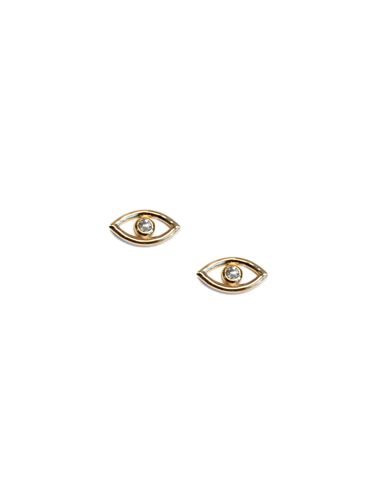 Jac+Jo Icon Large Evil Eye Studs | Diamonds | 14K Yellow Gold