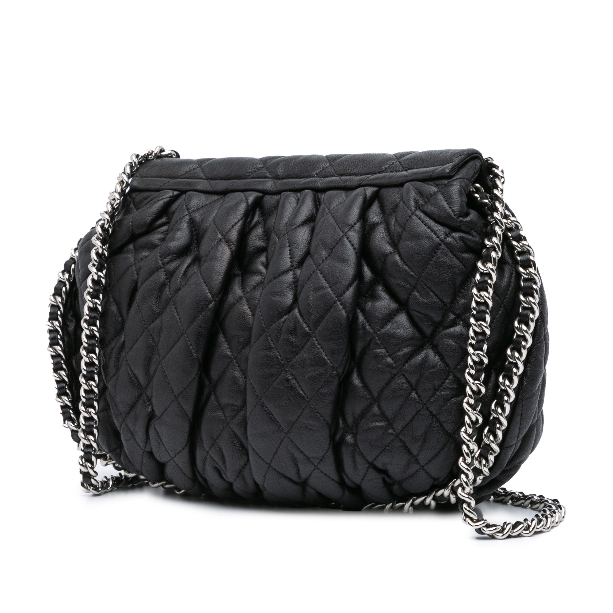 Chanel | Pre-Owned Large Lambskin Chain Around Flap | Black