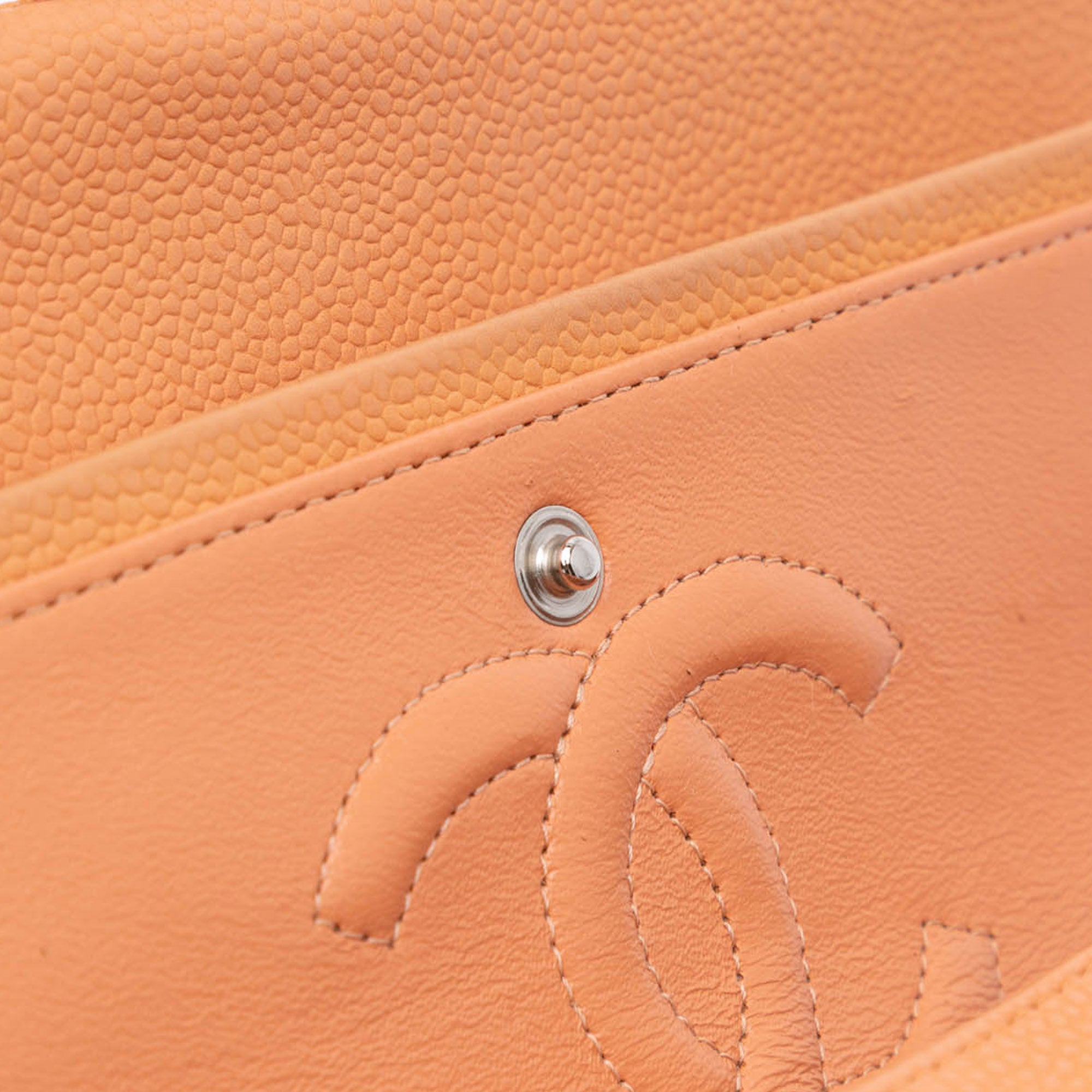 Chanel | Pre-Owned Medium Classic Caviar Double Flap | Orange/Peach