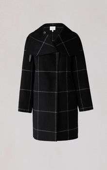 Jackie-P Cocoon Coat In Double Face Wool | Black-Powder