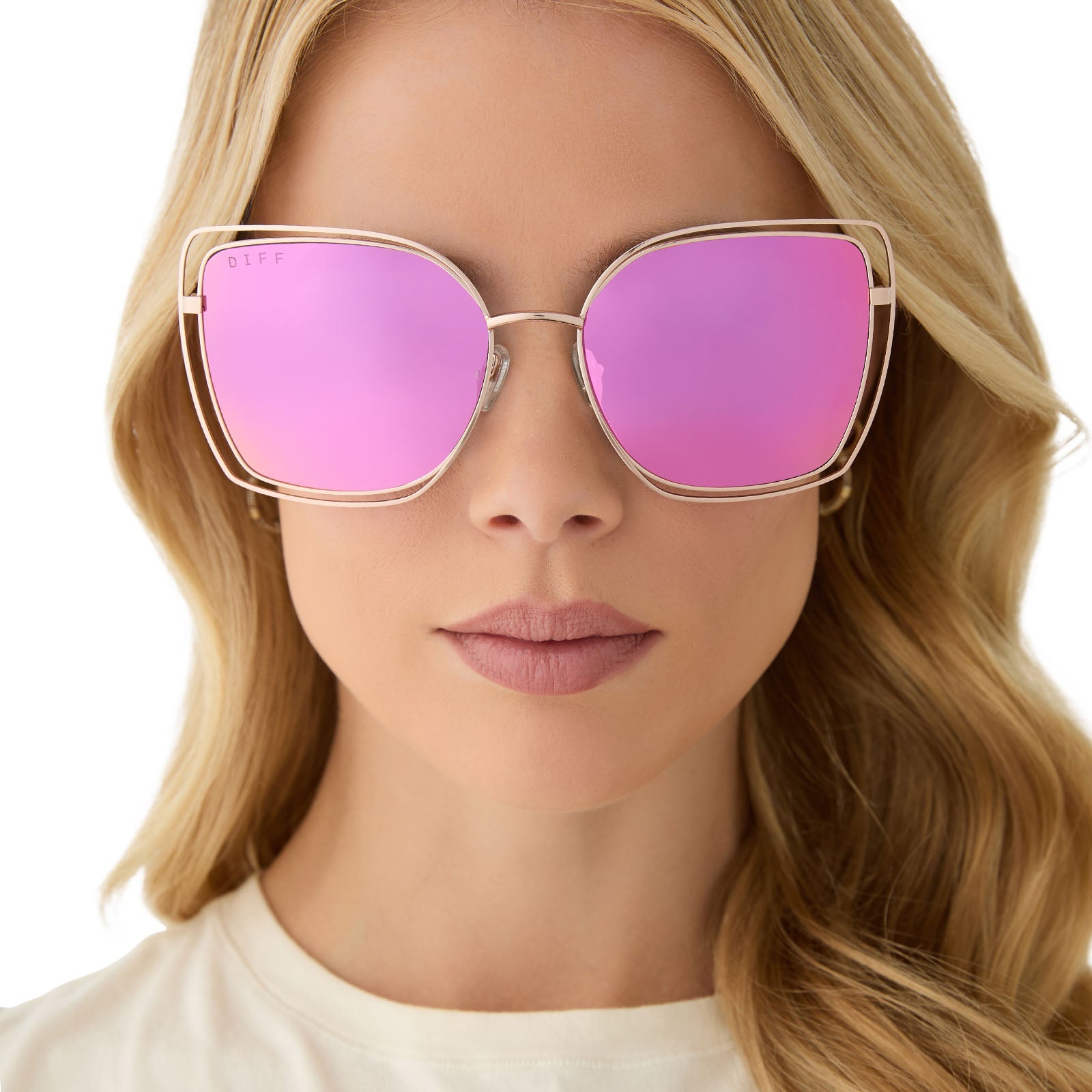 Womens | Jacqueline Sunglasses | Champagne | Pink Lenses