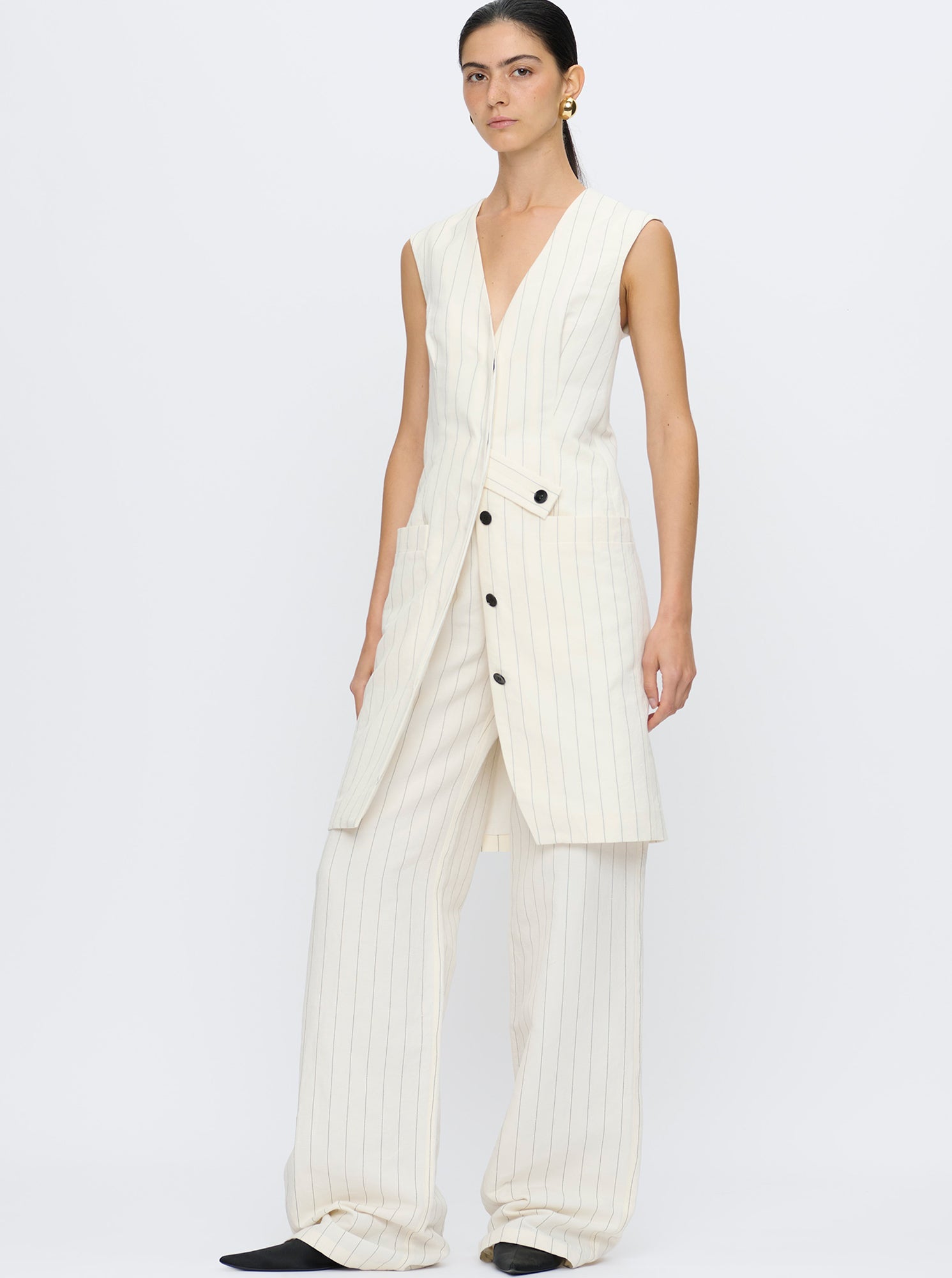 Jamily Vest Dress | Ivory/Black
