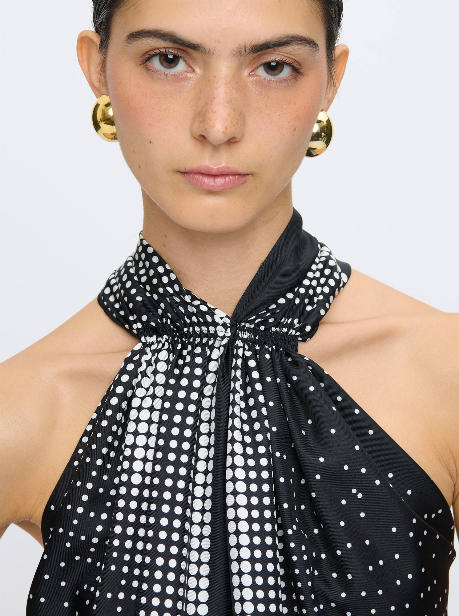 Jaranda Halter Scarf Top | Black/White