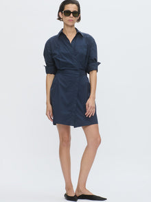 Jaxina Wrap Shirt Dress | Navy