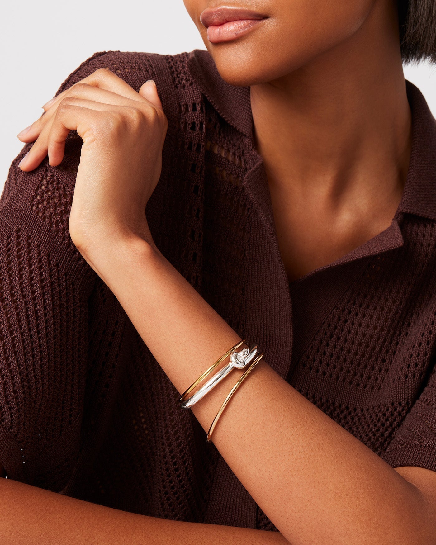 Maeve Bangle | Silver Dipped Brass