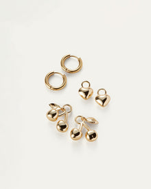 Puffy Heart and Cherry Huggie Play Kit | 14K Gold