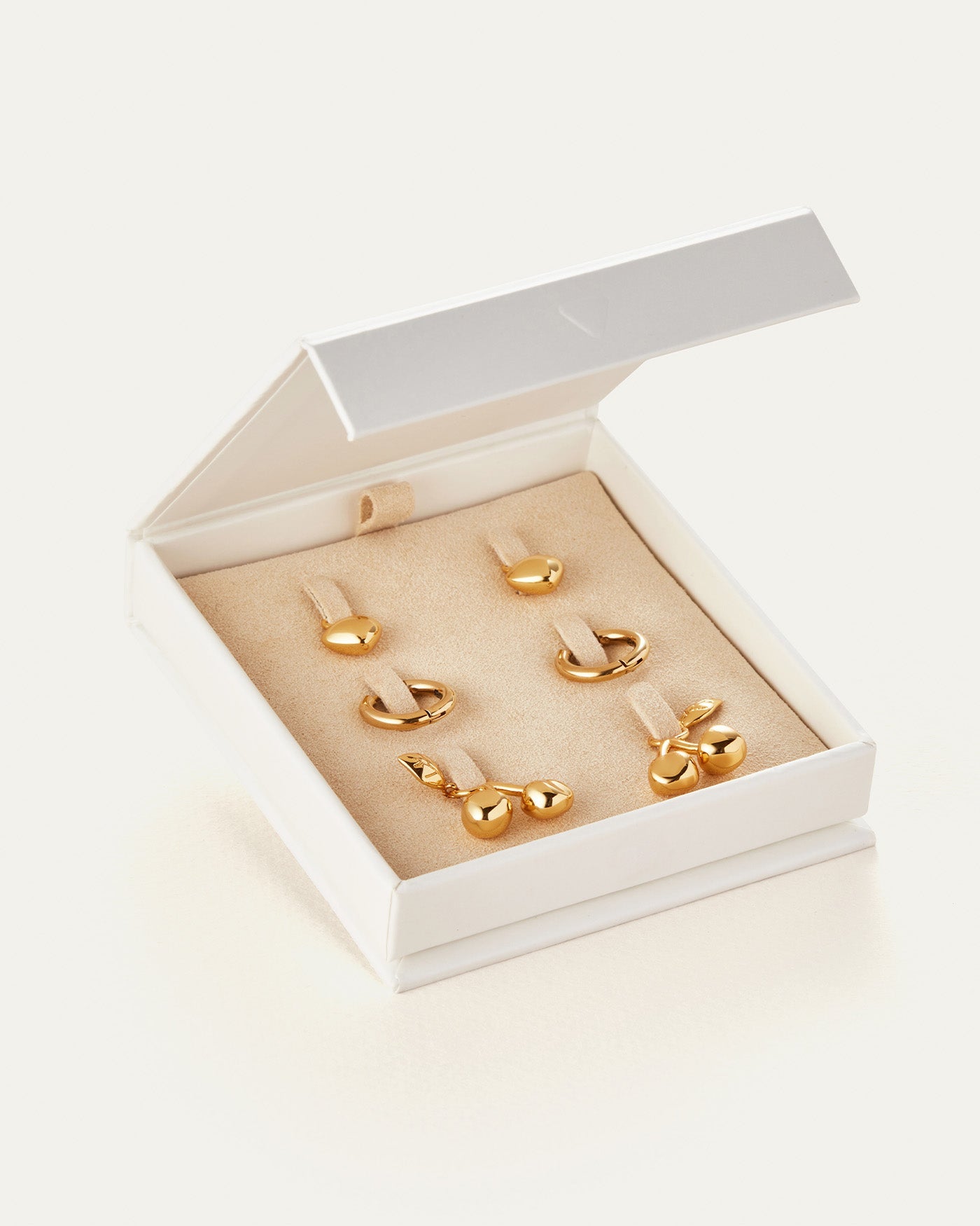 Puffy Heart and Cherry Huggie Play Kit | 14K Gold