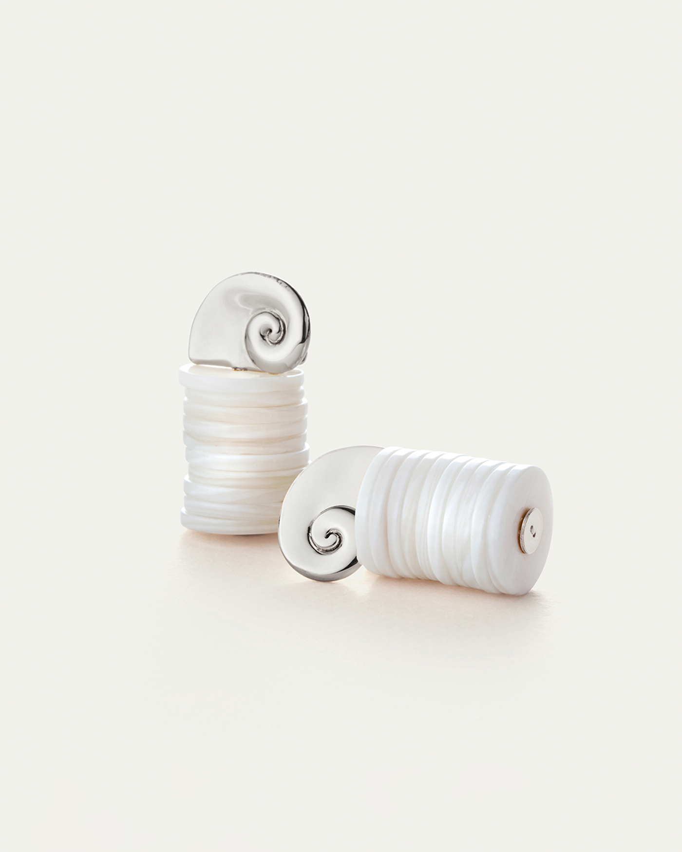 Odette Earrings | Silver Dipped Brass | Shell Discs