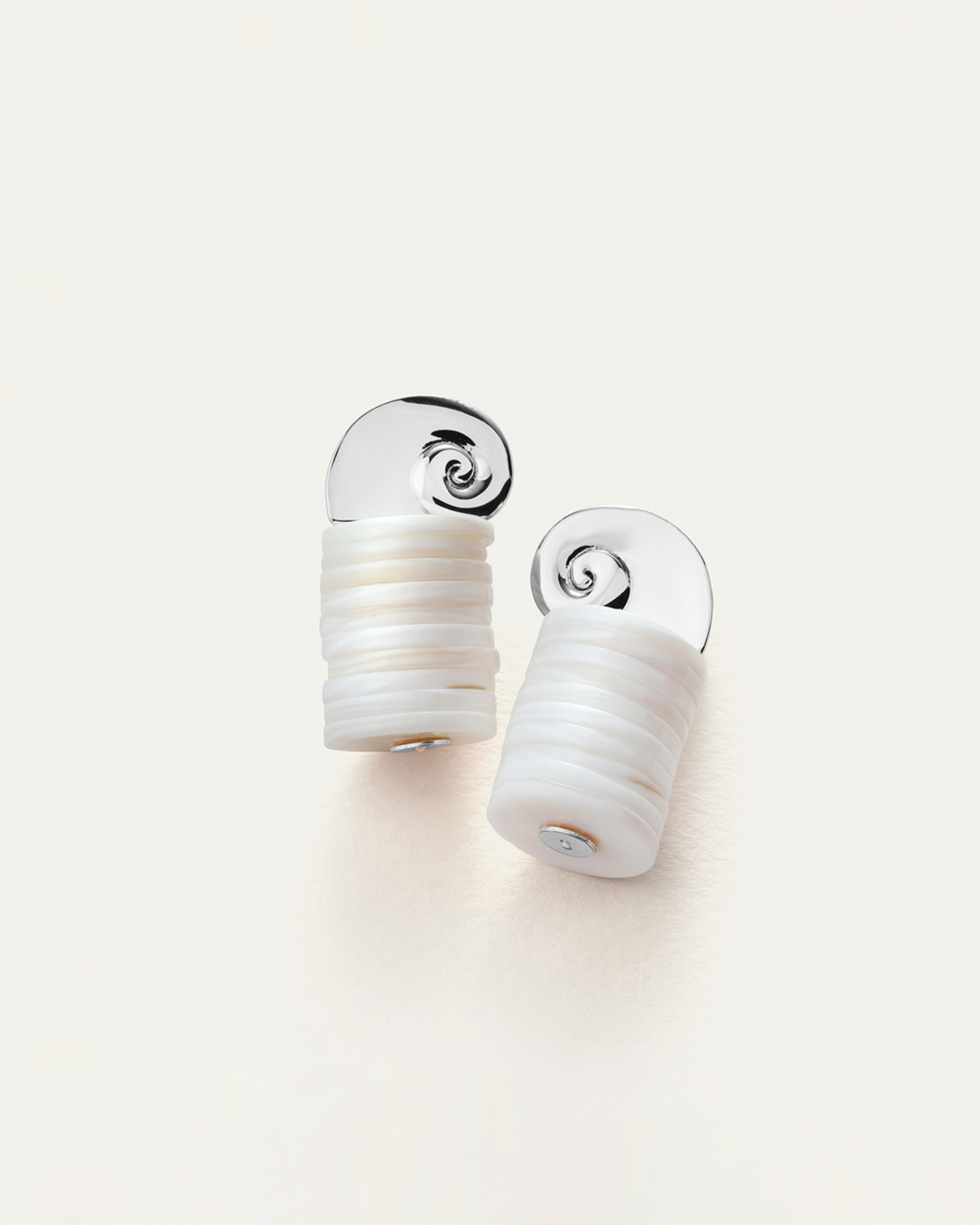 Odette Earrings | Silver Dipped Brass | Shell Discs