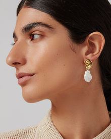 Glass Pearl | Petra Earrings | 14K Gold Dipped Brass