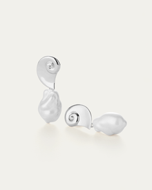 Glass Pearl | Petra Earrings | Silver Dipped Brass