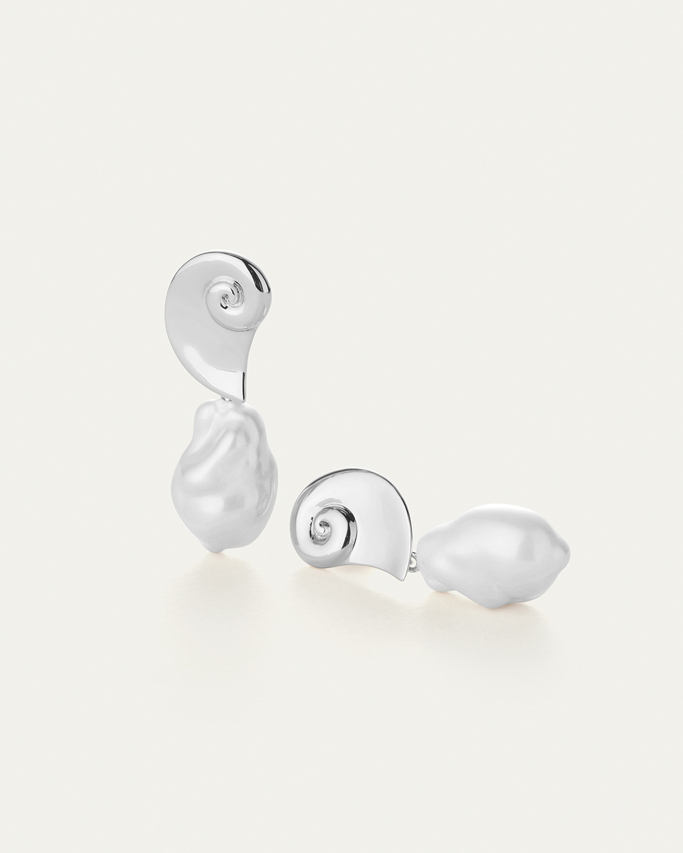 Glass Pearl | Petra Earrings | Silver Dipped Brass