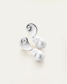 Glass Pearl | Petra Earrings | Silver Dipped Brass