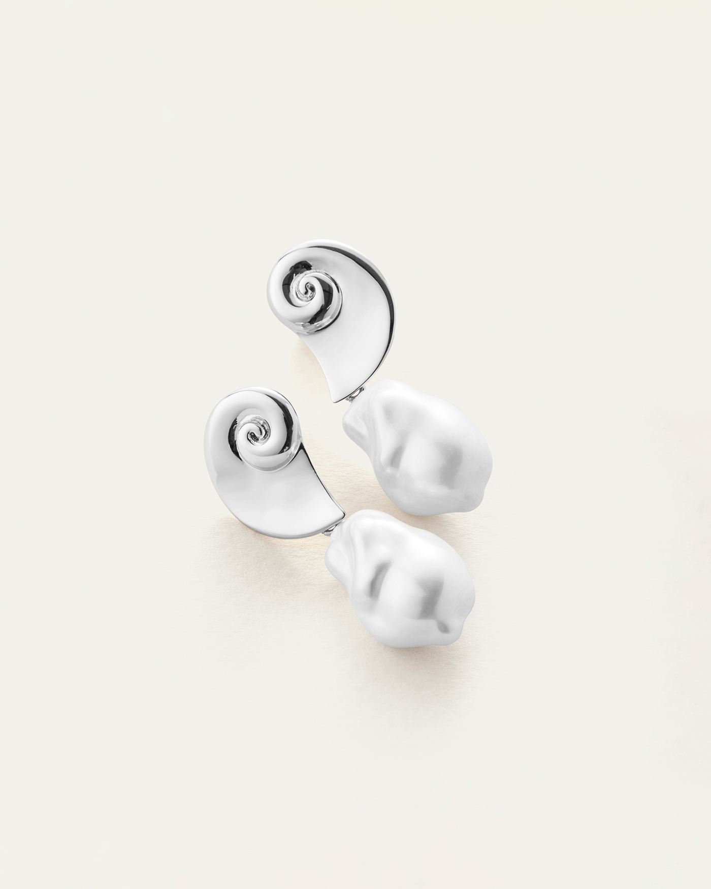 Glass Pearl | Petra Earrings | Silver Dipped Brass