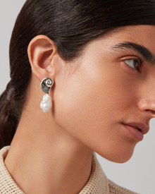 Glass Pearl | Petra Earrings | Silver Dipped Brass