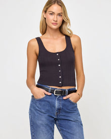 Jeanie Pointelle Tank | Black