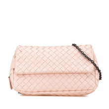 Bottega Veneta | Pre-Owned Leather Intrecciato Chain Flap Crossbody | Pink/Light Pink