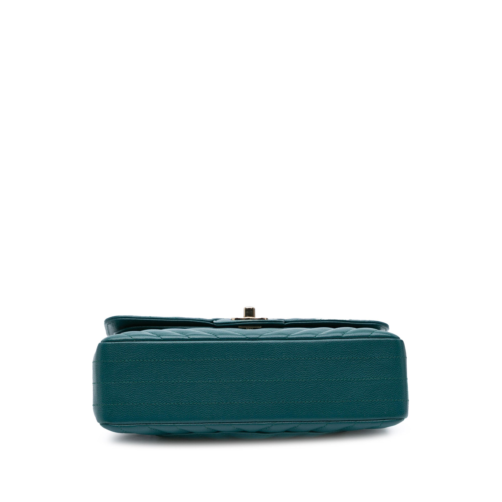 Chanel | Pre-Owned Small Classic Chevron Caviar Double Flap | Blue/Turquoise