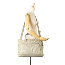 Balenciaga | Pre-Owned Lambskin Motocross Classic Bridge Satchel | Gray/Light Gray