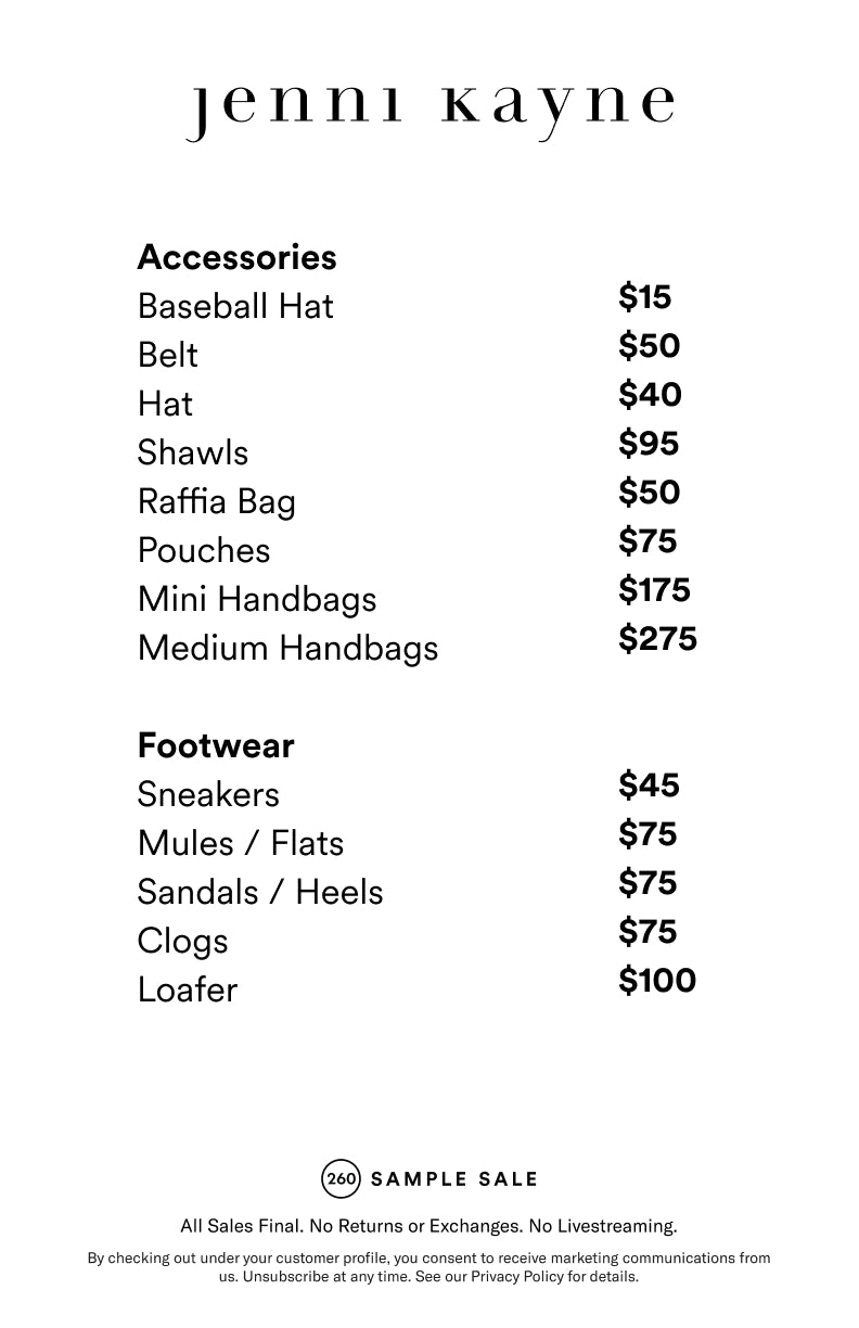 Price table