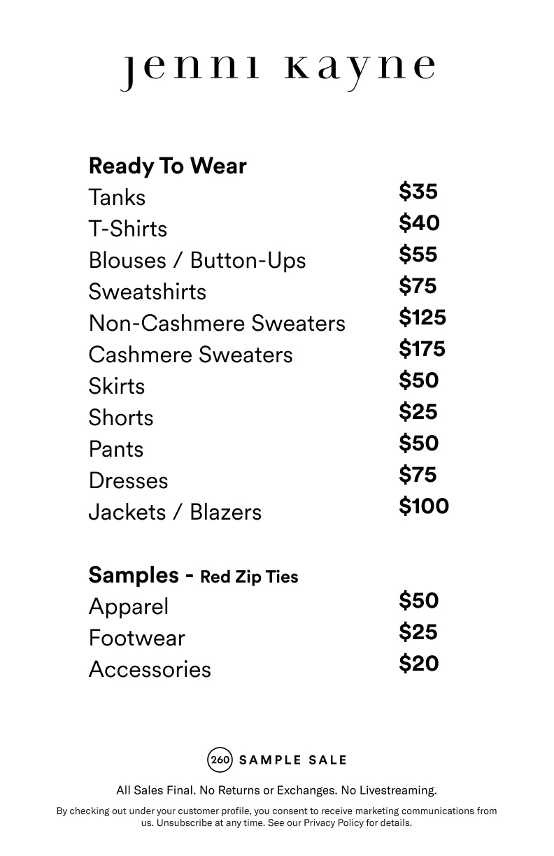 Price table