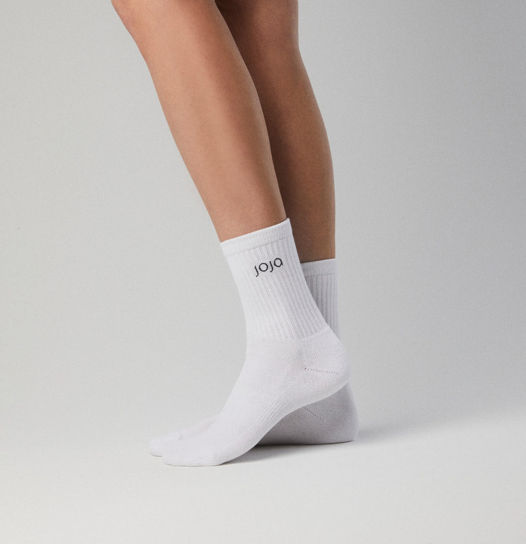 JOJA Ribbed Tube Socks | White