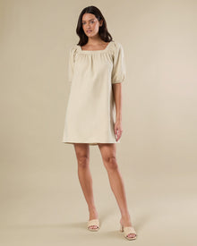 Puff Sleeve Shift Dress | Tan