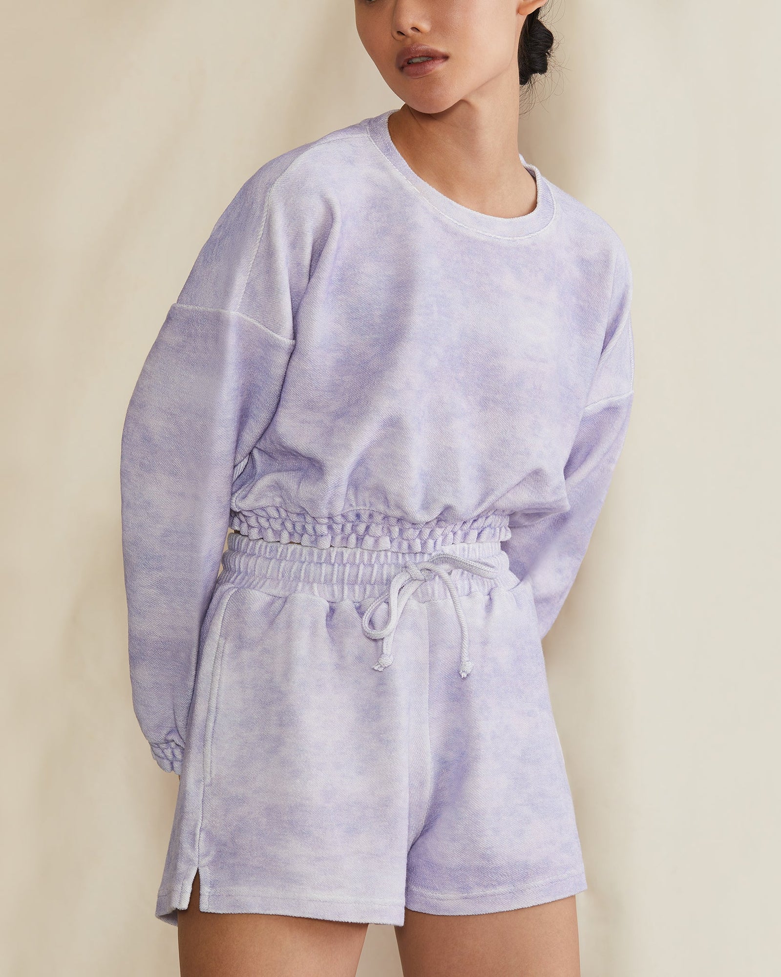 Womens | Tonal Terry Tie Dye Crew | Airy-Blue