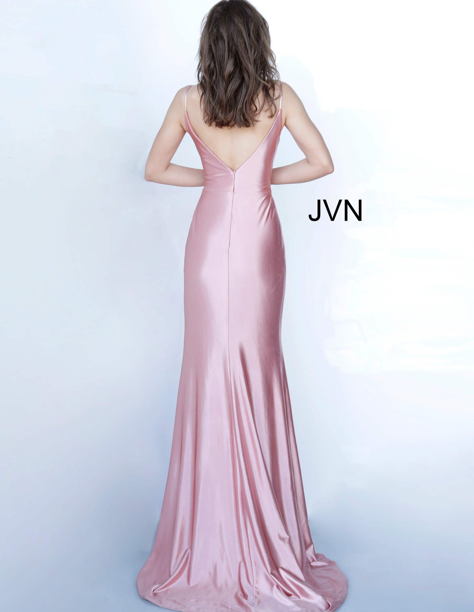 Cowl Neck High Slit Prom Dress | Dusty Pink