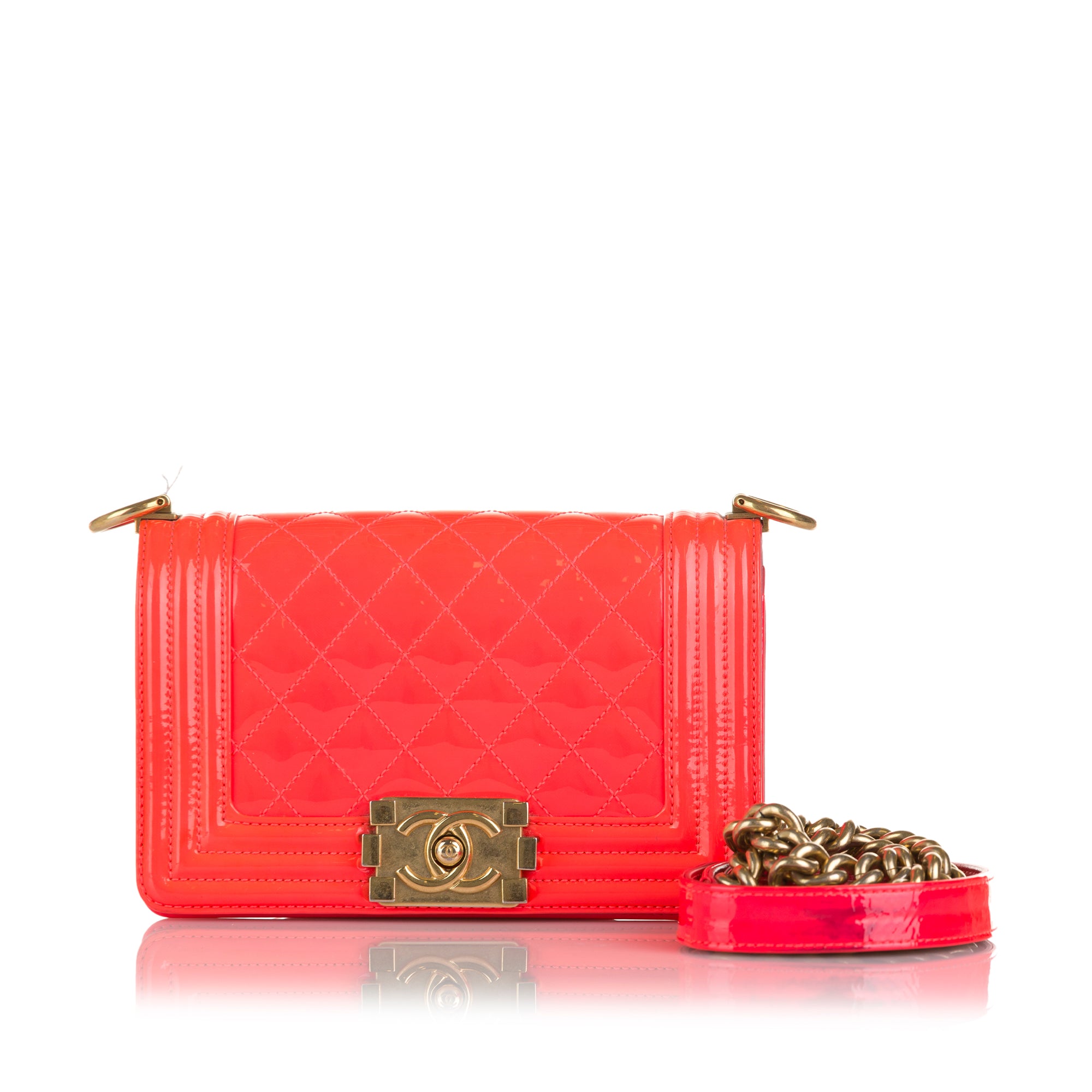 Chanel Pre-Owned Small Patent Boy Bag | Women | Red