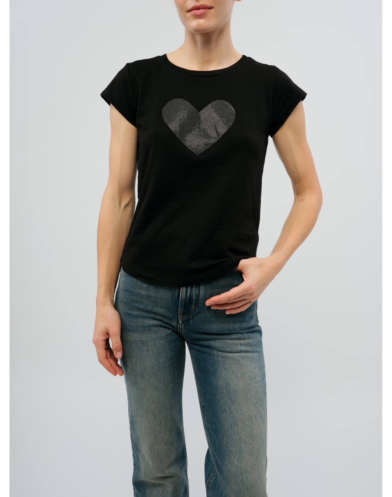 Women | Skinny Hc Heart Strass | Black