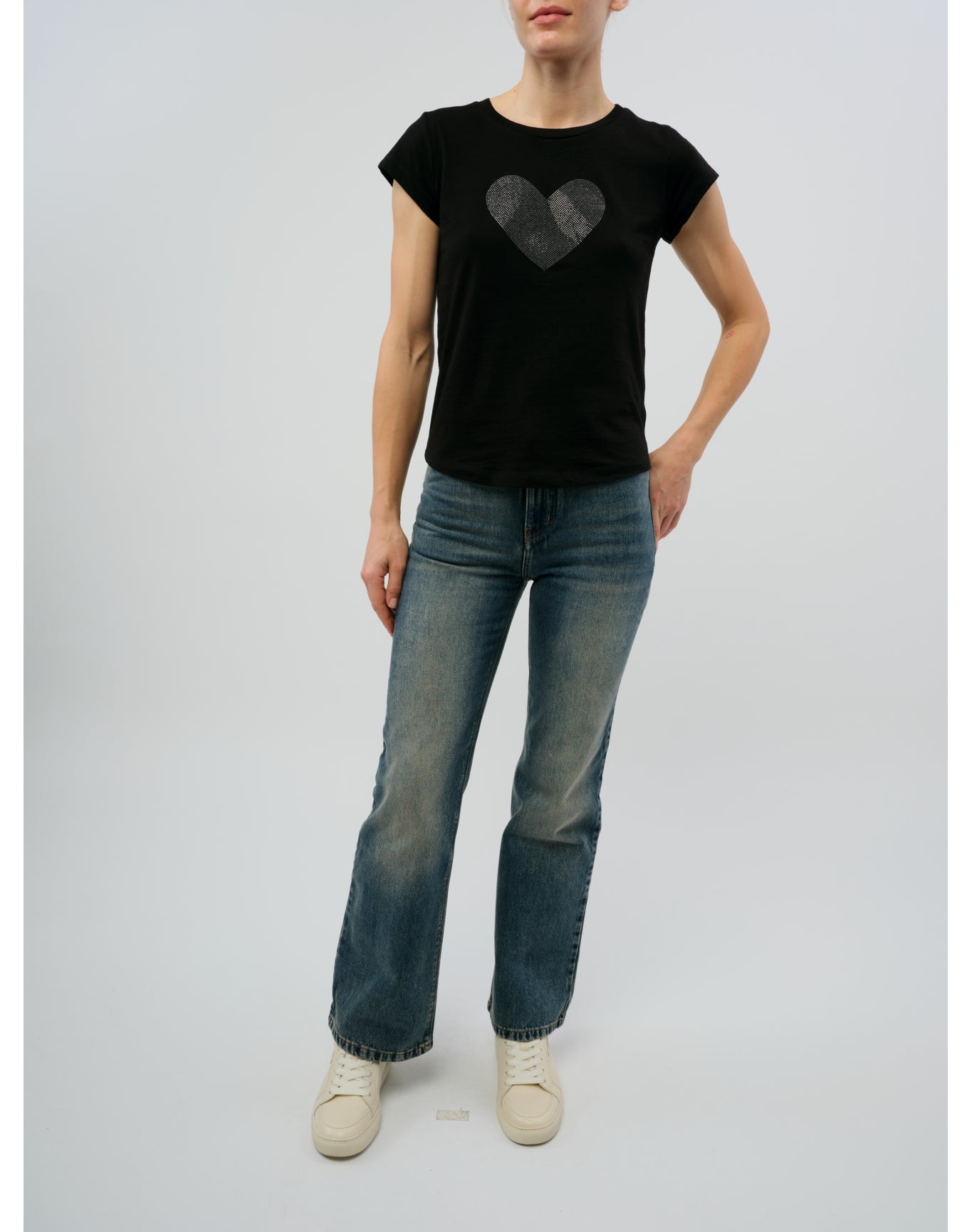 Women | Skinny Hc Heart Strass | Black