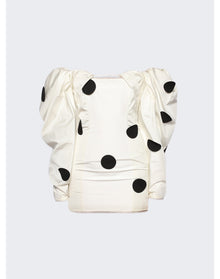 Jacquemus | Women | Robe Taffeta Mini Dress | Off White x Black Dots