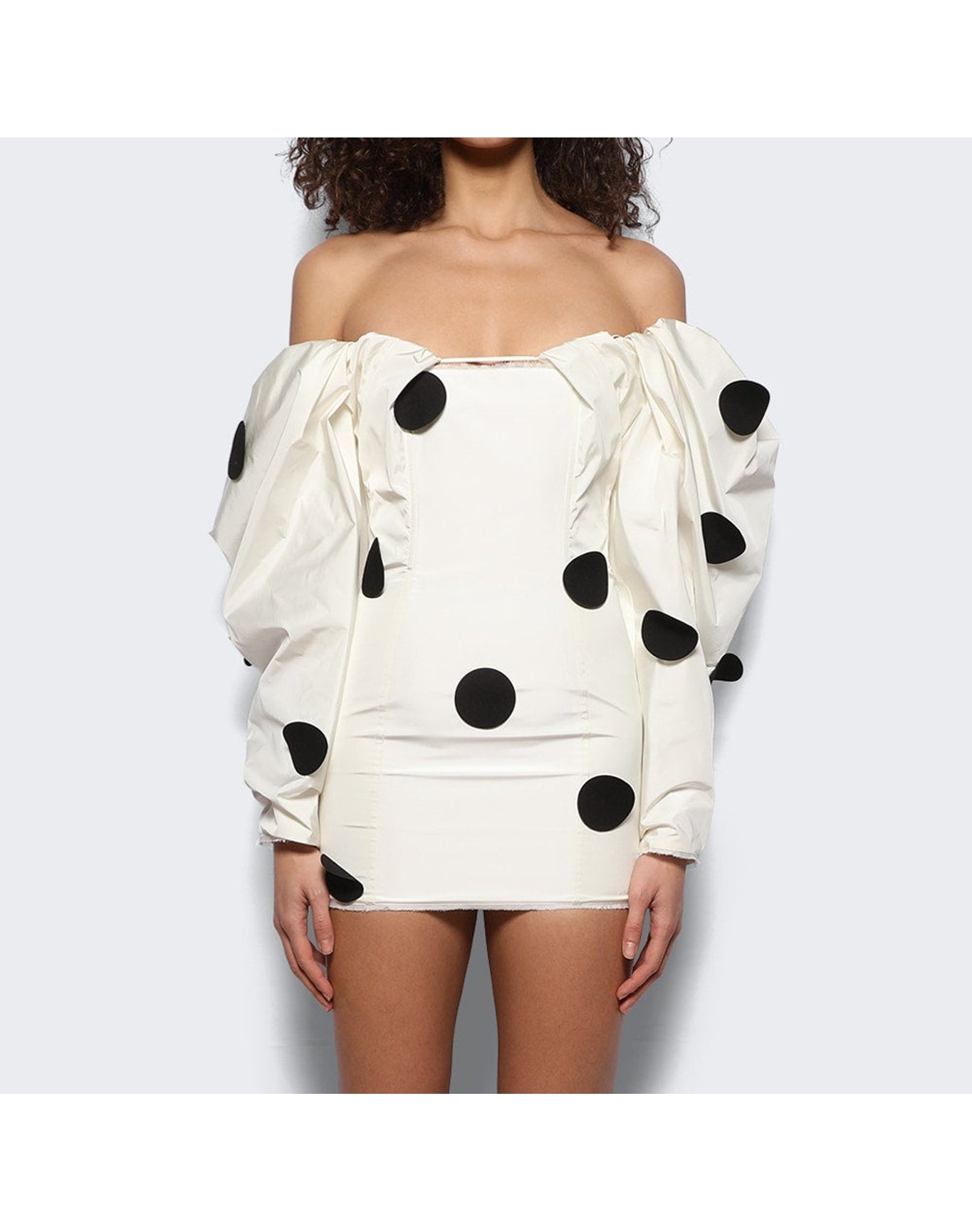 Jacquemus | Women | Robe Taffeta Mini Dress | Off White x Black Dots