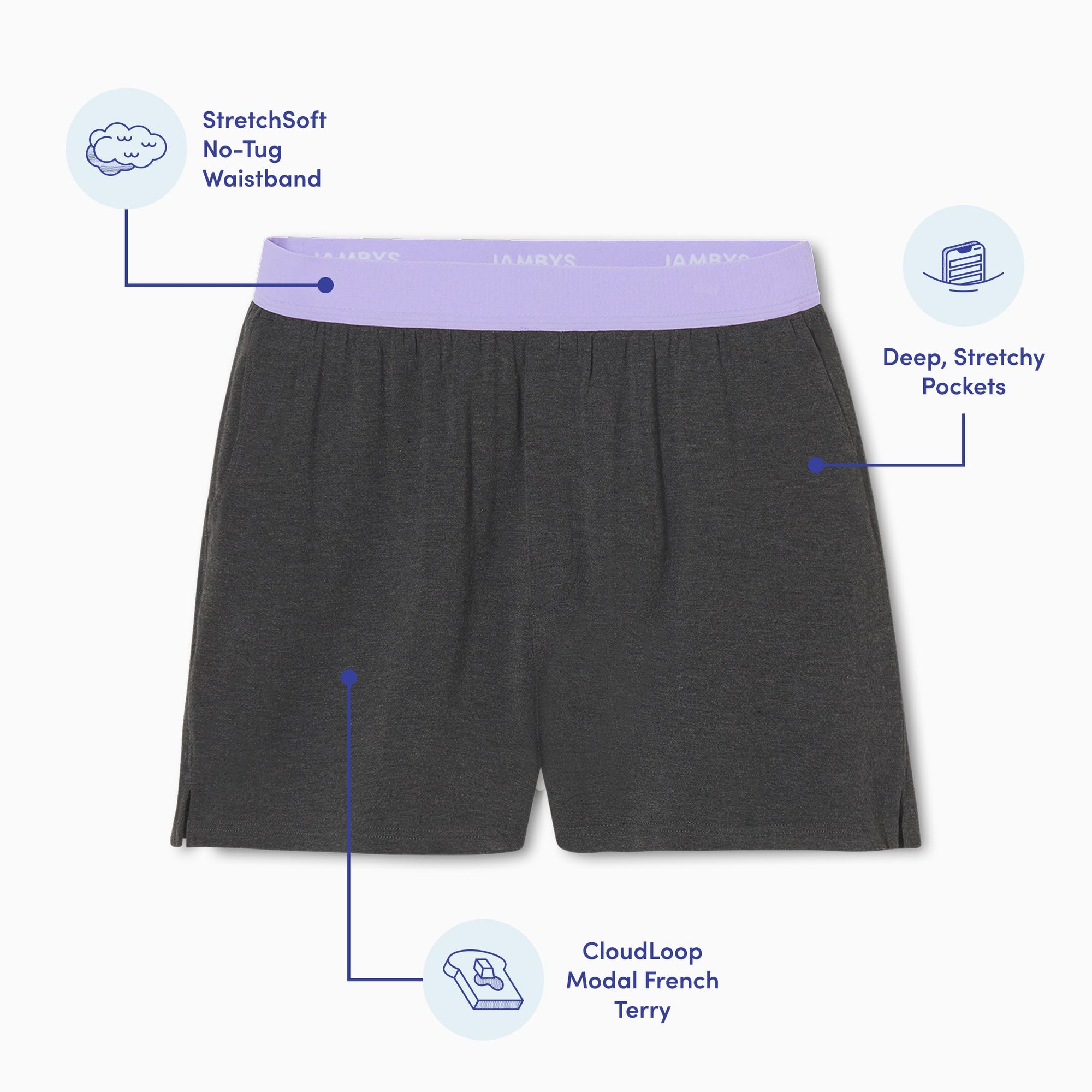 Modal French Terry House Shorts | Gray/Lavender