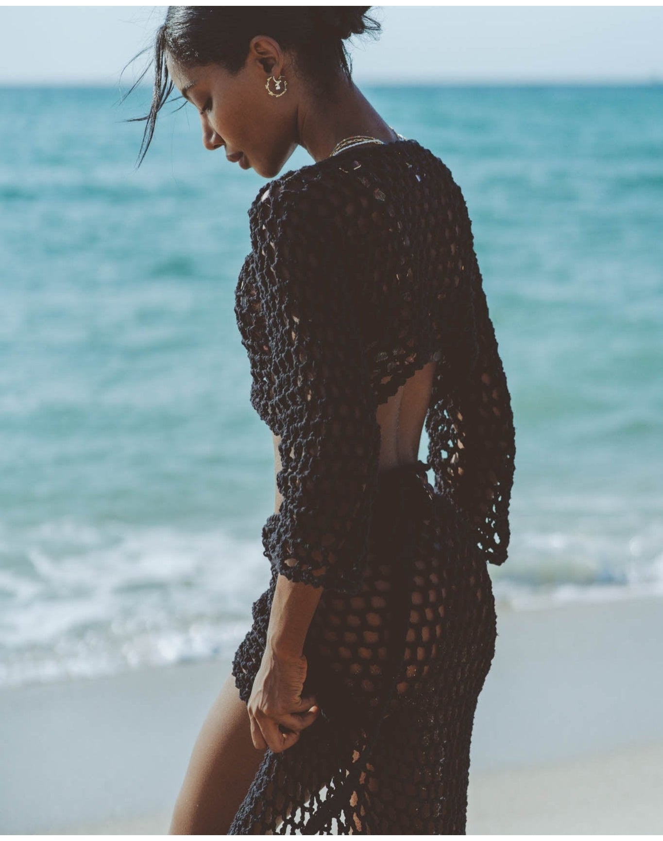 Jane Crochet Crop Top | Black