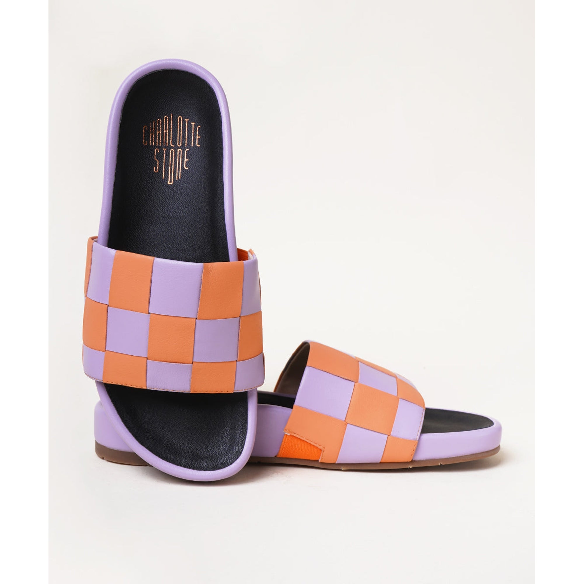 Jaquie Woven Flat Slide Sandal | Checker Lilac