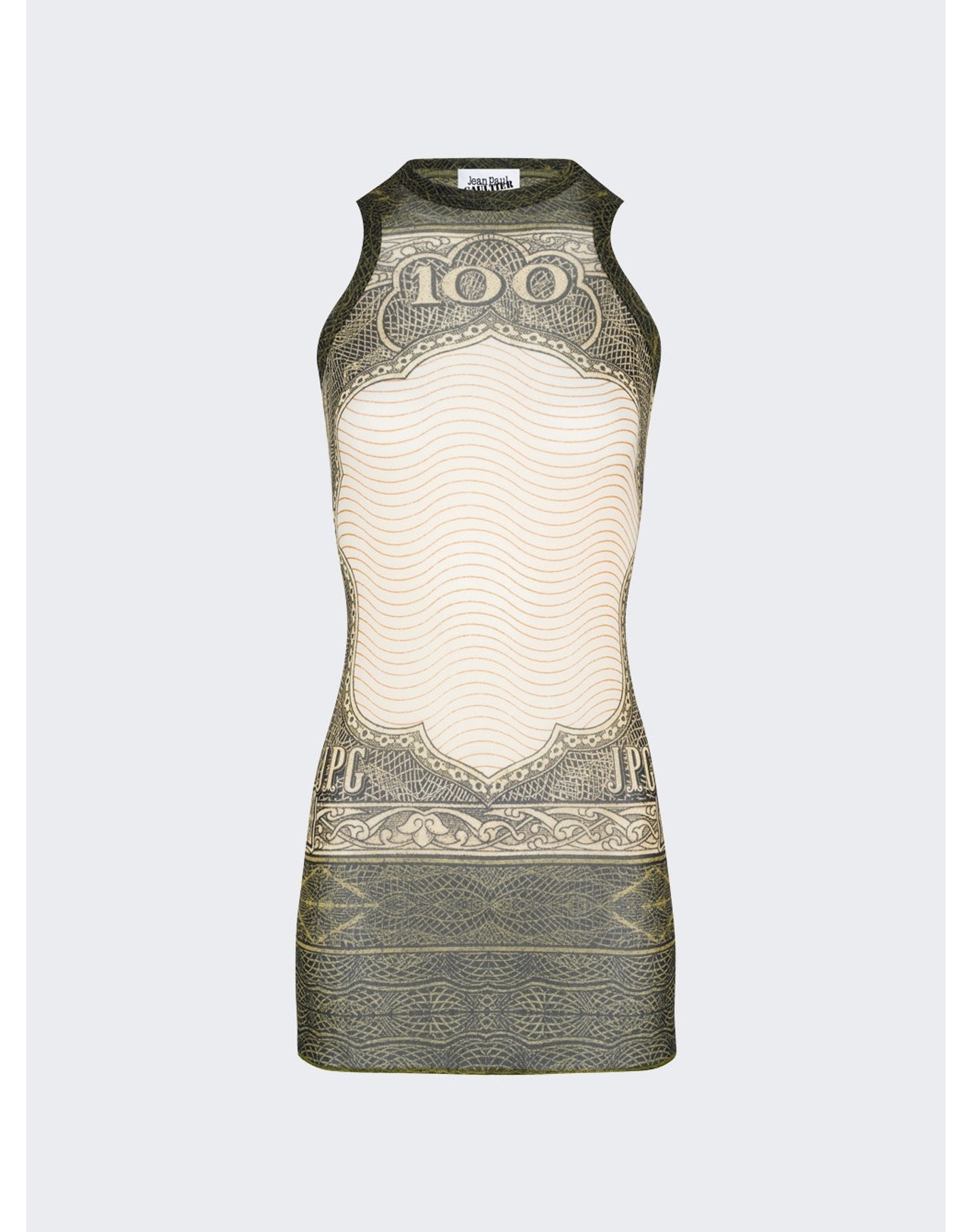 Jean Paul Gaultier | Women | Cartouche Printed Mesh Short Dress | Green