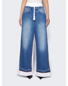 Jean Paul Gaultier | Women | Cotton Denim Pants | White x Blue