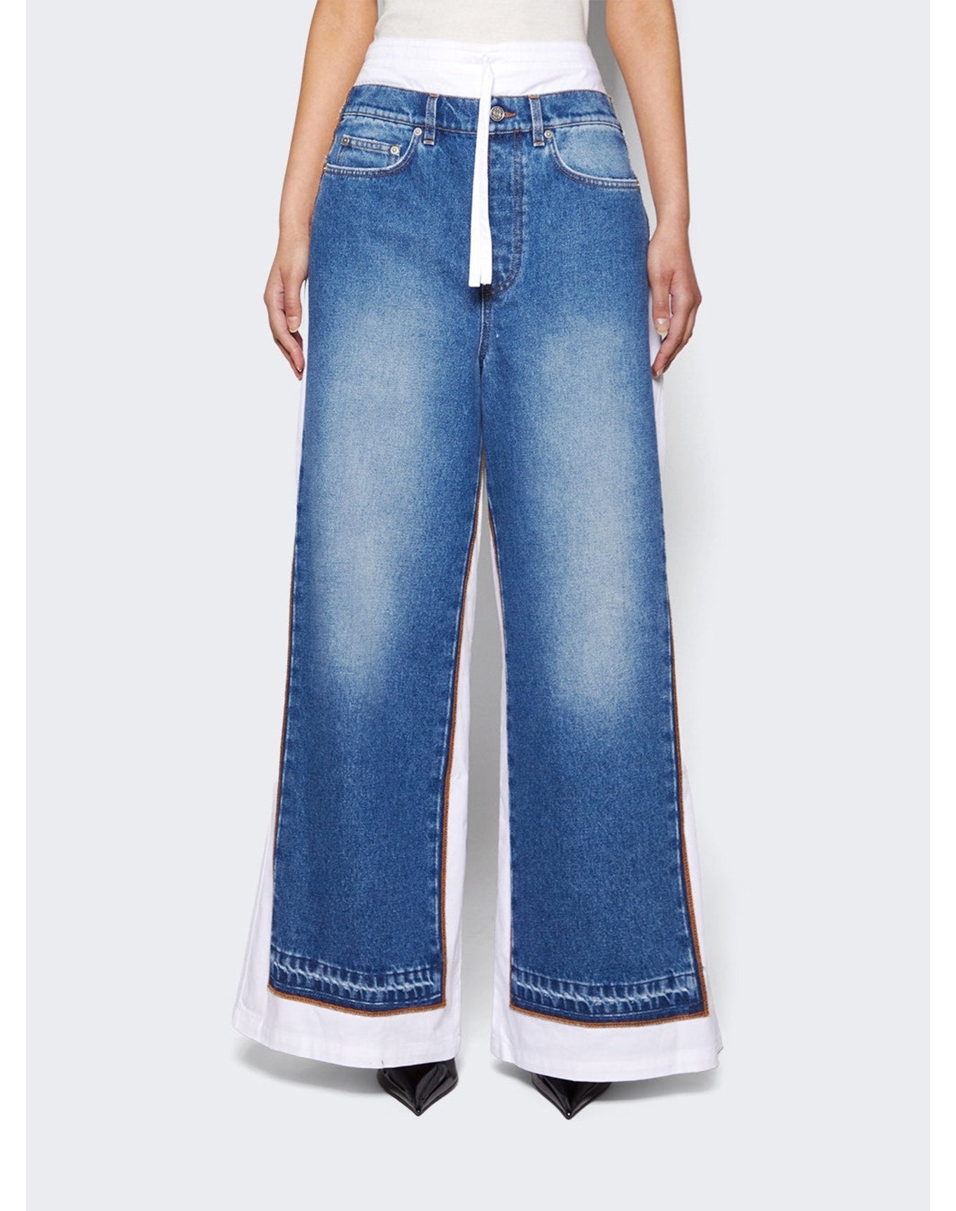 Jean Paul Gaultier | Women | Cotton Denim Pants | White x Blue