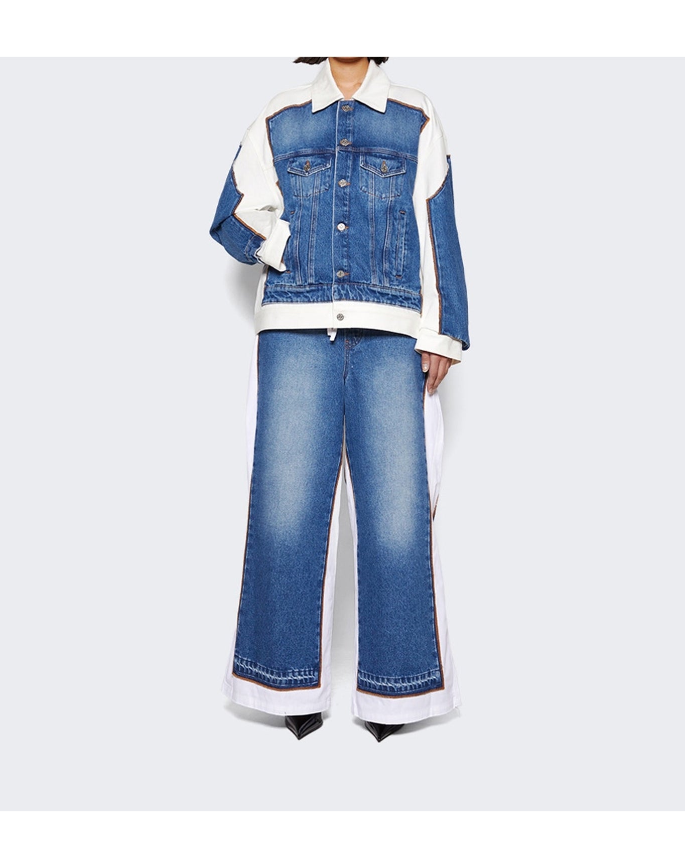 Jean Paul Gaultier | Women | Cotton Denim Pants | White x Blue